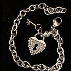 Silver with gold and Diamond accent bracelet.